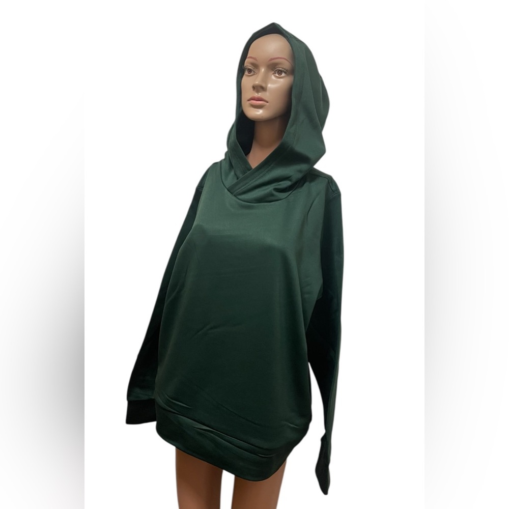 NIKE HOODED PULLOVER SWEATSHIRT WOMENS POCKETS SOLID DARK GREEN COLOR SIZE XL